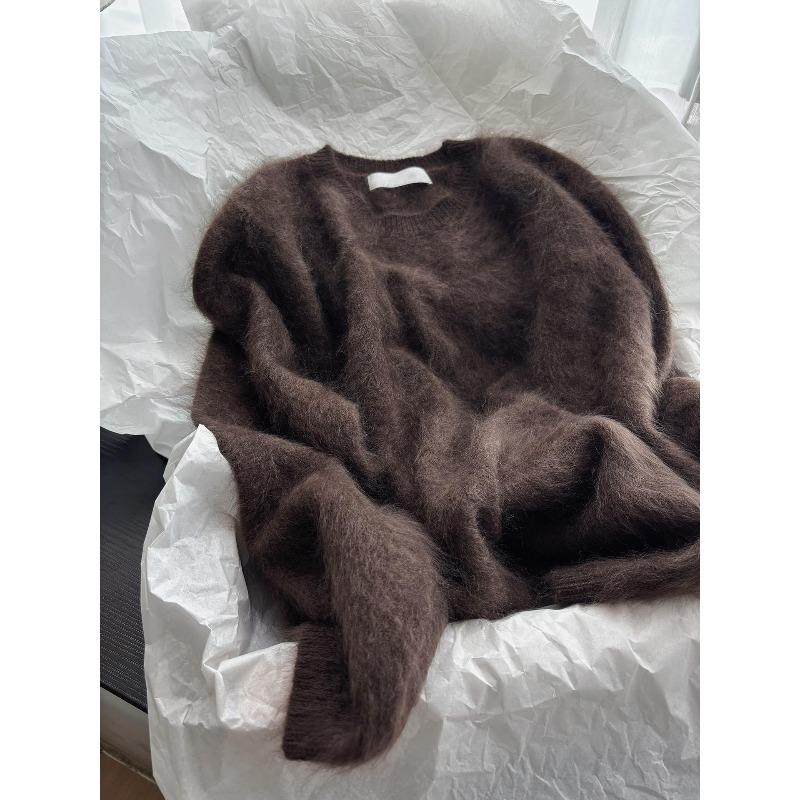 

Maillard ретро кофейный свитер из искусственного норкового флиса женский зимний мягкий восковой ленивый вязаный свитер One size