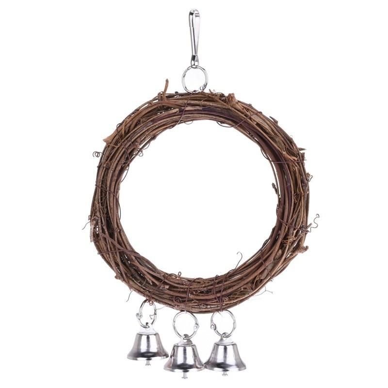 Bird Parrot Hanging Swing Rings Balls With Bells Chew Toy For Birds Standing Pet Toy Supplies