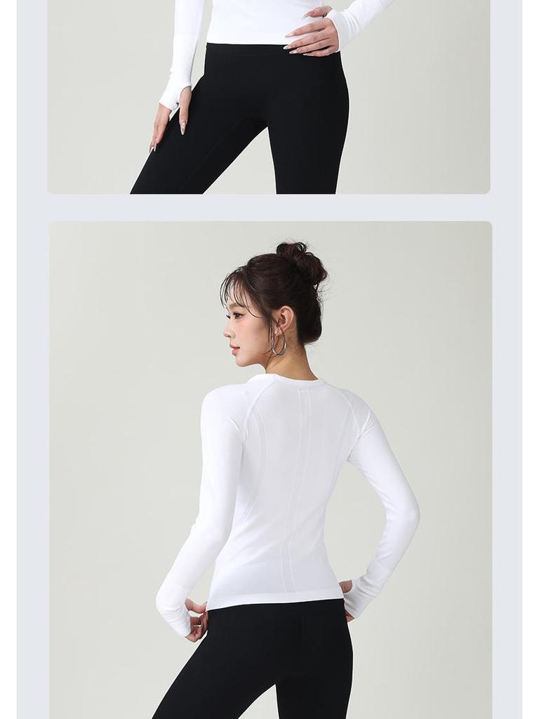 Women's Yoga Slim Fit Quick Dry Long Sleeve T-Shirt - Comfortable Round Neck Fitness & Pilates Wear