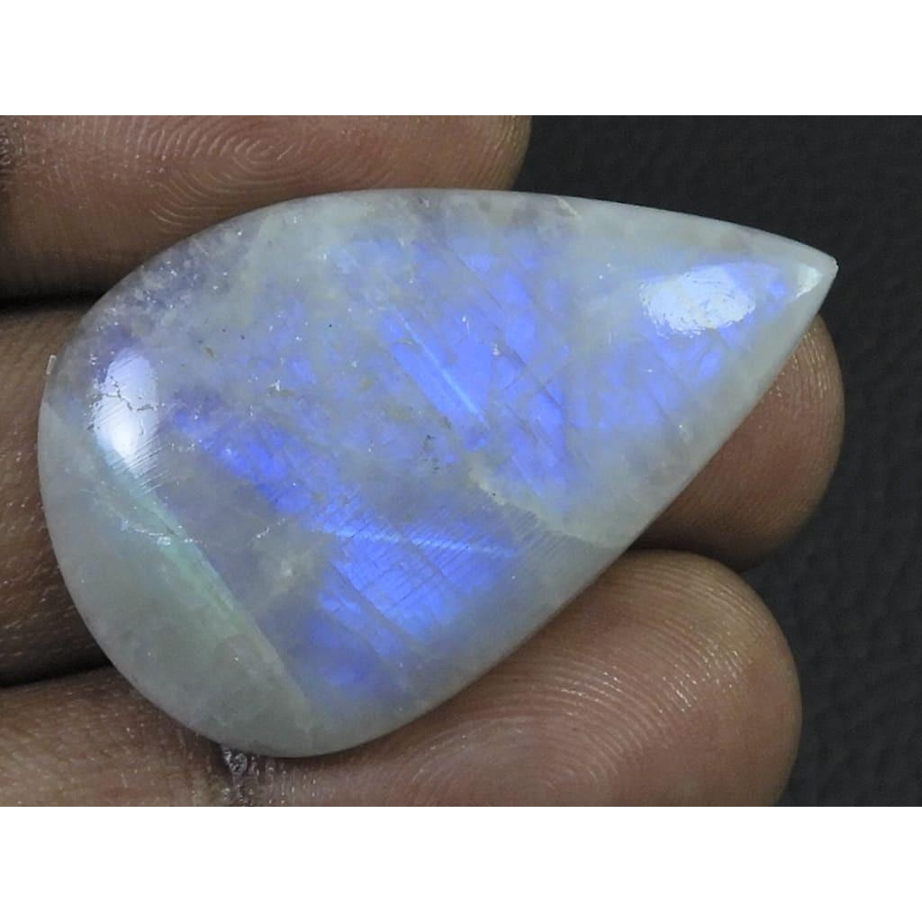 23X36X05 MM Natural Rainbow Moonstone Pear Cabochon Loose Gemstone 46Cts. C-1631