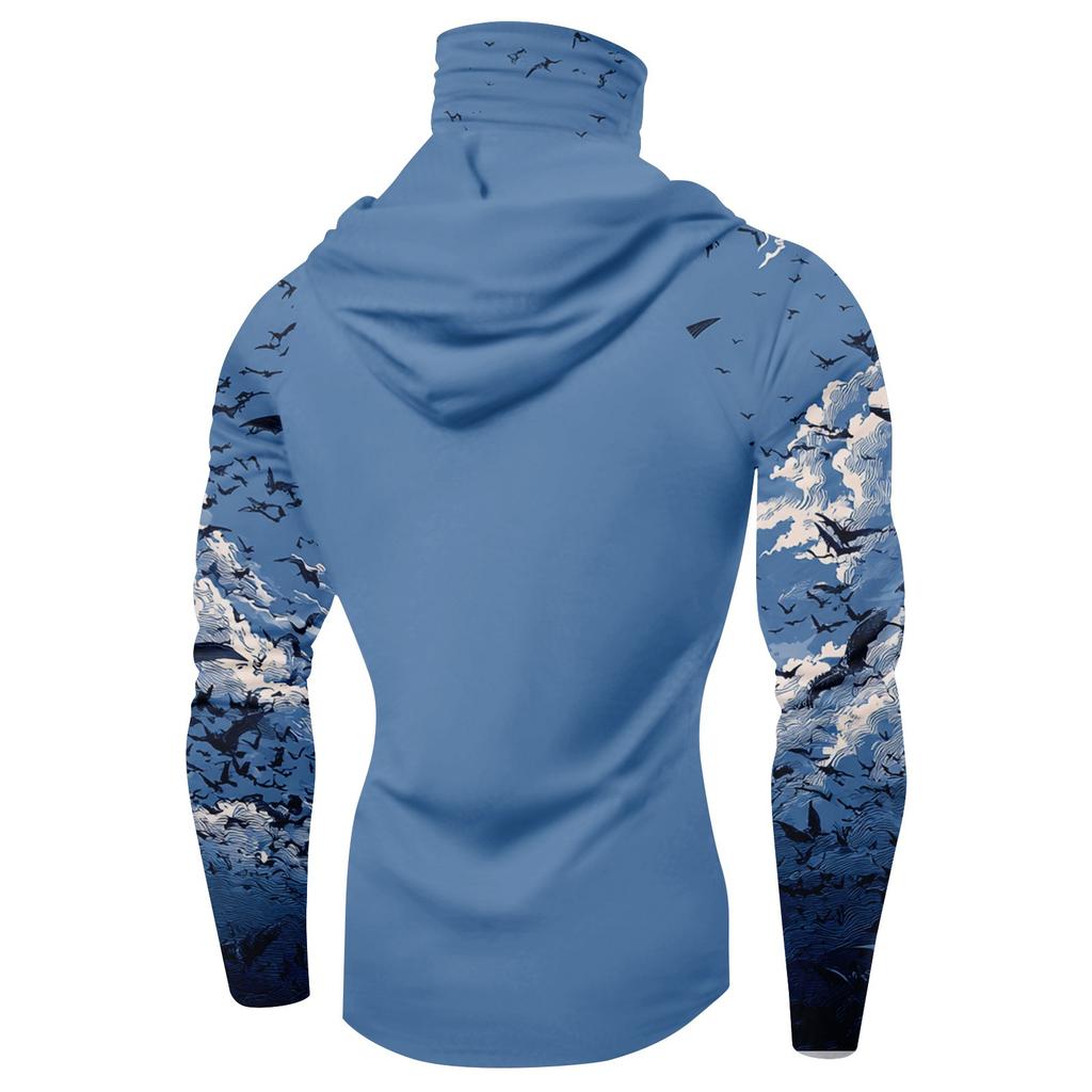 Men's Performance Fishing Raglan Halloween Prints Hoodie - UPF 50+ UV Long Sleeve Sun-protective Shirt With Mesh Visor