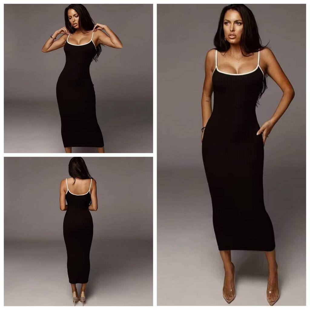 Sexy Skinny Slim Knit Long Dress Spaghetti Strap  Backless Sleeveless Maxi Women Partywear Clubwear Lady Bodycon Elegant Pullover Camisole
