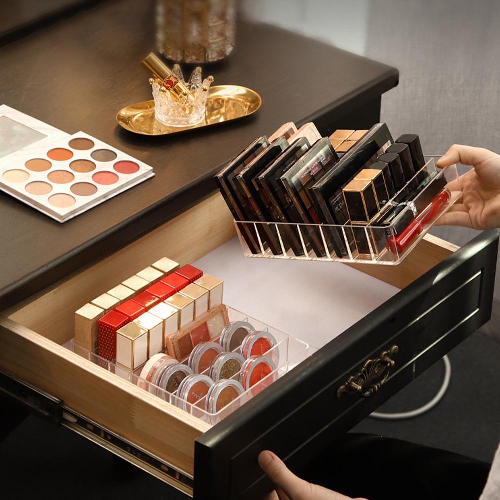 7 Compartments Storage Box Clear Plastic Makeup Cosmetic Stand Holder Makeup Lipstick Eyeshadow Palette Storage Organizer #ww