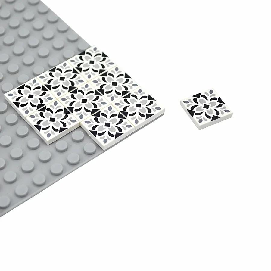 Smooth 2x2 Floor Printed Tile Assembled Building Blocks MOC City House Bricks Decoration Ceramic Tile Construction Toys