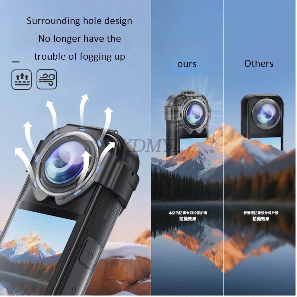 Kratzfeste Schutzhülle Beschlagschutz Wasserdicht Staubdicht Glas Schutzspiegel für Insta360 X5 Panorama Kamera Zubehör