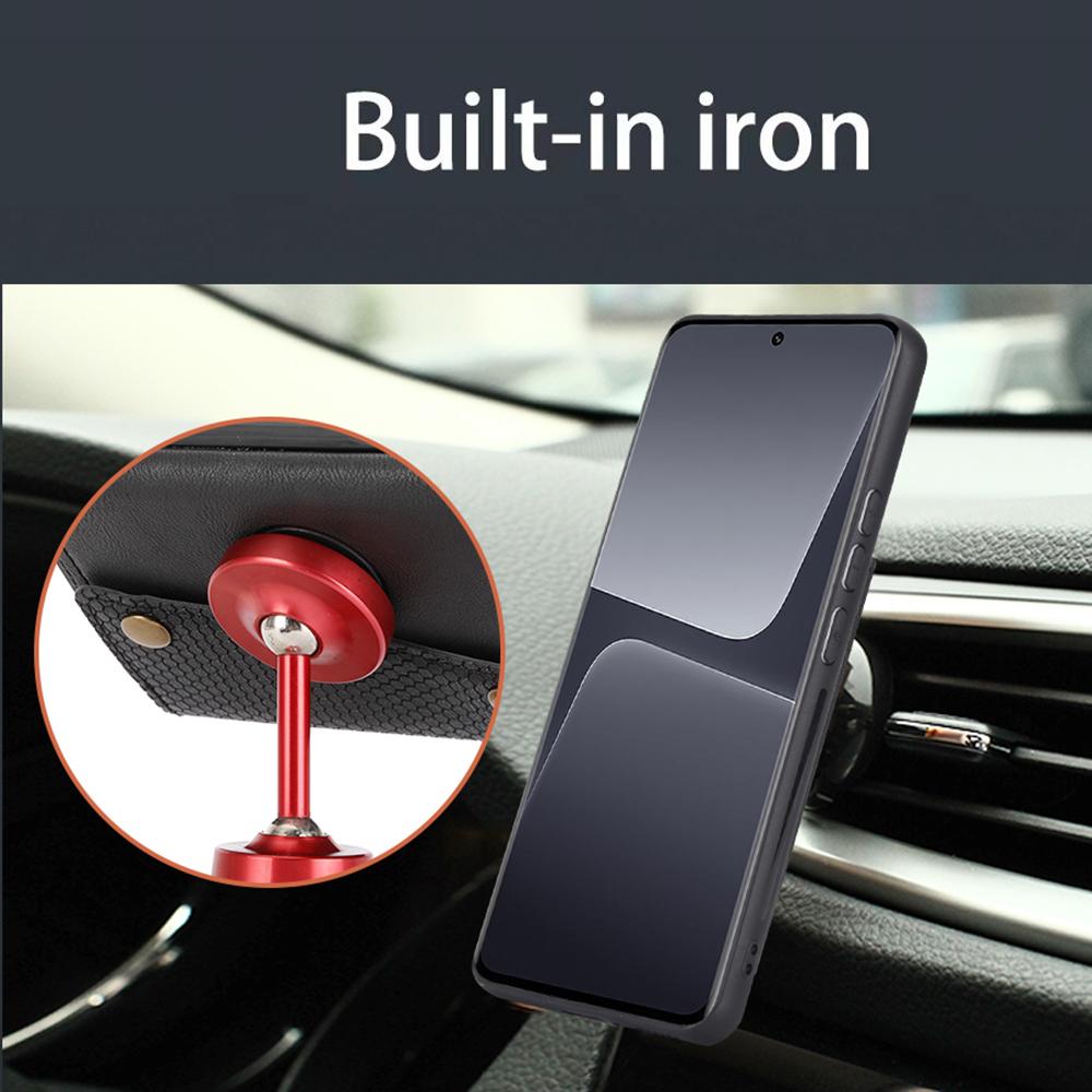 Carcasă pentru telefon Xiaomi 13 5G cu suport pliabil, sloturi pentru carduri cu două butoane, carcasă din piele PU acoperită cu TPU rezistentă la cădere, cu placă metalică încorporată