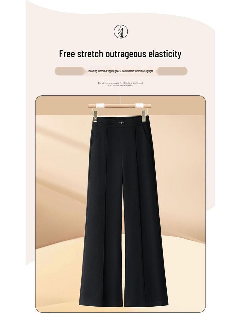 Women's Straight Wide-Leg High-Waist Pants for Spring/Autumn 2026 - Casual, Versatile Fashion for Middle-Aged & Elderly