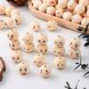 COHEALI 100pcs Smiling Face Wooden Beads Wood Spacer Beads Loose Bead 20mm Painted Wooden Beads for DIY Bracelet Necklace Jewelry Making Hair Crafts