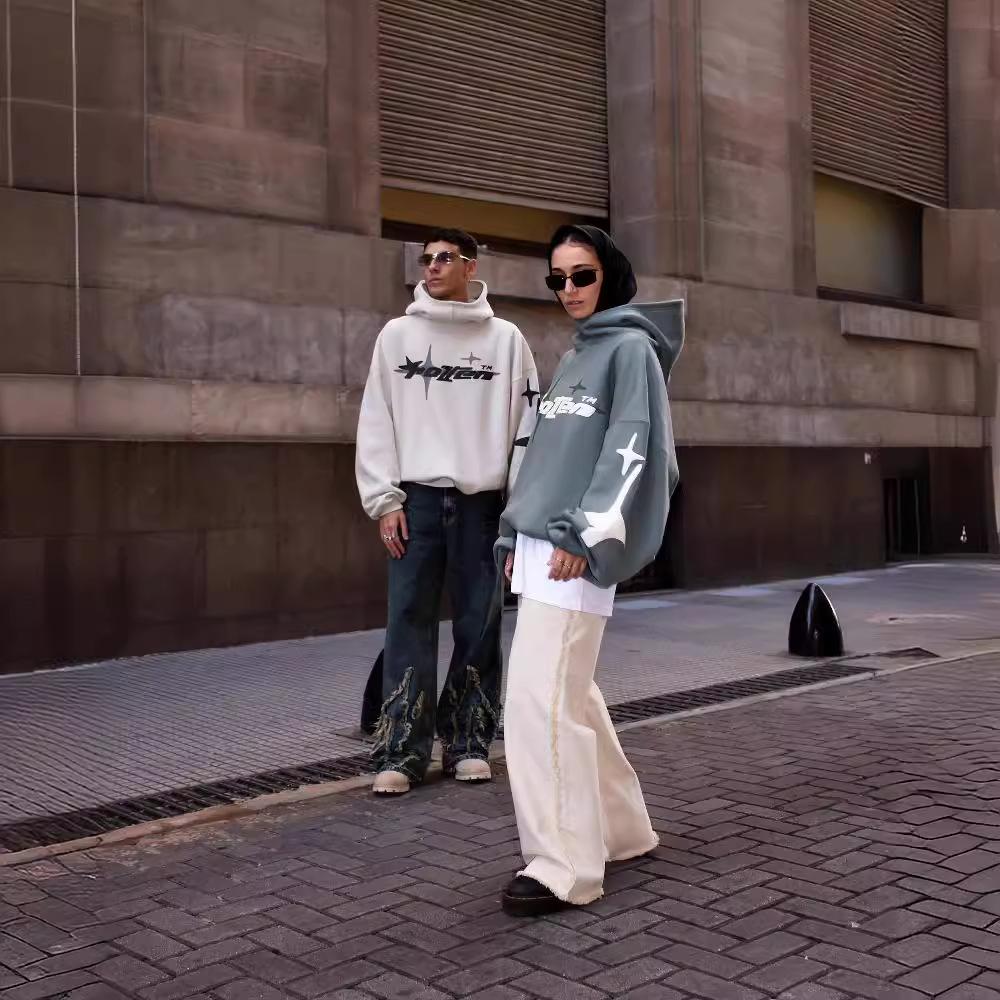 Retro Gothic Men Hoodie High Street Trend Y2k Harajuku Men Loose and Casual Sweatshirt Demon Slayer