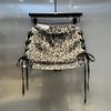 Niche Design Sense Straps Spice Girl Hip Skirt Women's Autumn American Retro High Street Leopard Print Denim Skirt Tide