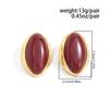 Retro Exaggerated Geometric Oval Red Imitation Gemstone Resin Earrings Rings Set for Women Fashion Party Jewelry Sets Accessory