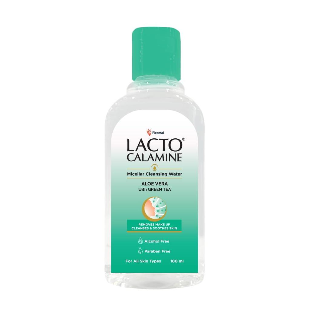 Lacto Calamine Micellar Water Make-Up Remover Liquid 100ml With Aloe Vera Green Tea Niacinamide