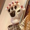 1 Paar Warme Plüsch Winter Katzenpfoten Handschuhe Halbfinger Flauschig Kawaii Tragbar Mode Lieblich Weich