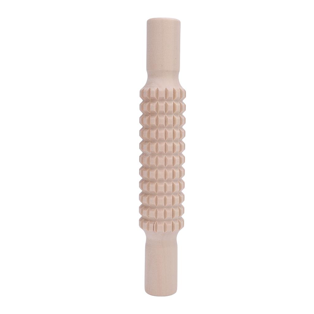 Clay Rolling Pin Grid Texture Wooden Roller Stick Pressing Tool for Pottery Art Projects