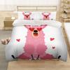 Cartoon Alpaca Duvet Cover King Queen Size Lovely Pet Animal Bedding Set For Kids Fashion Wildlife 2/3pcs Polyester Quilt Cover
