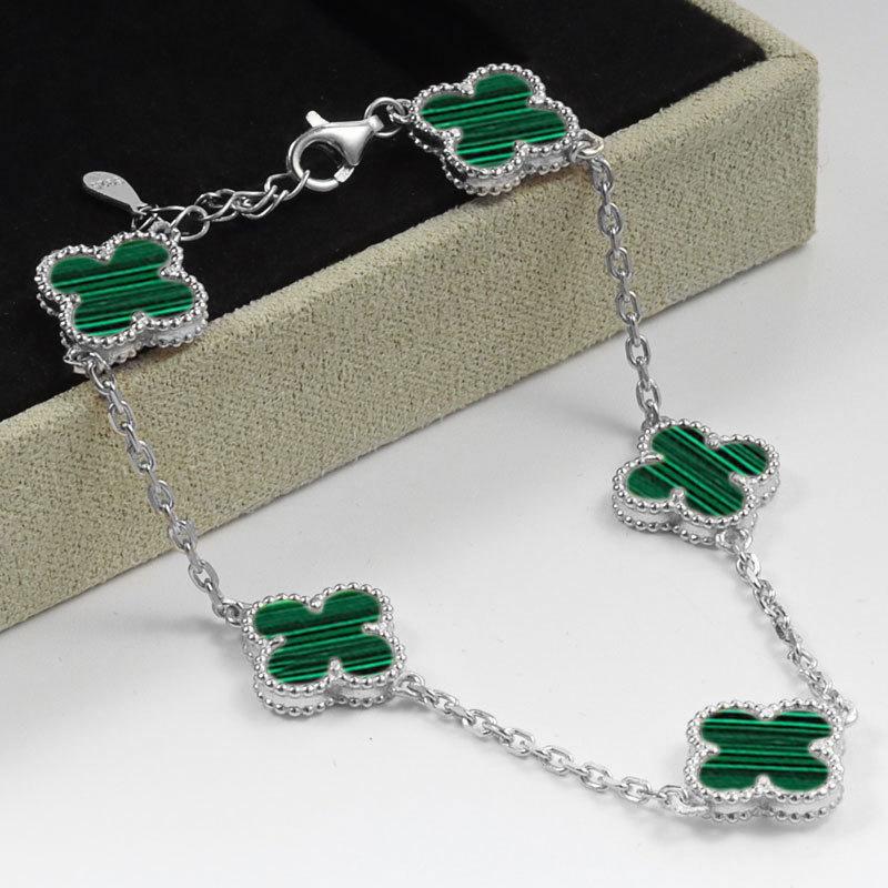 

Браслет «Счастливый пятицветный четырехлистный клевер» для мужчин и женщин, 18K, агат, перламутр, Seiko, высококачественный браслет