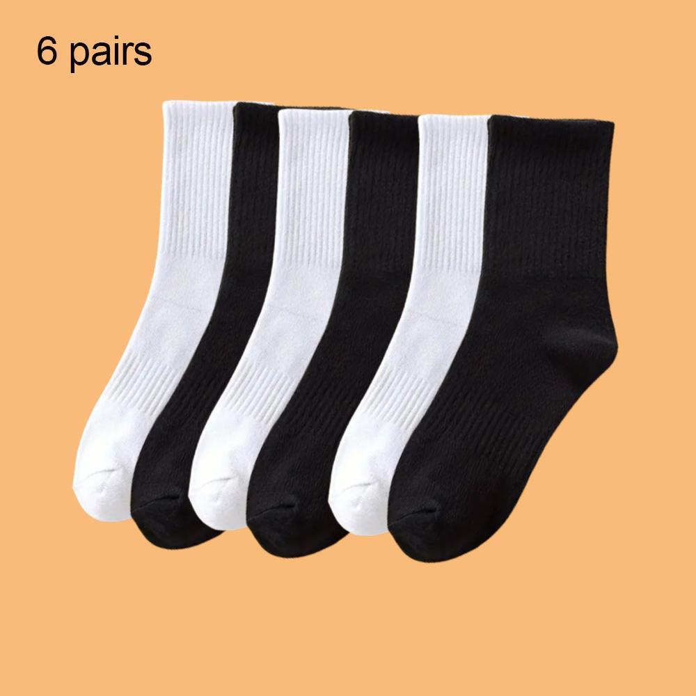 4/6 Pairs Solid Colour Socks Black White Multiple Style Soft Breathable Sports Ankle Men's Women's Summer Autumn Business Socks
