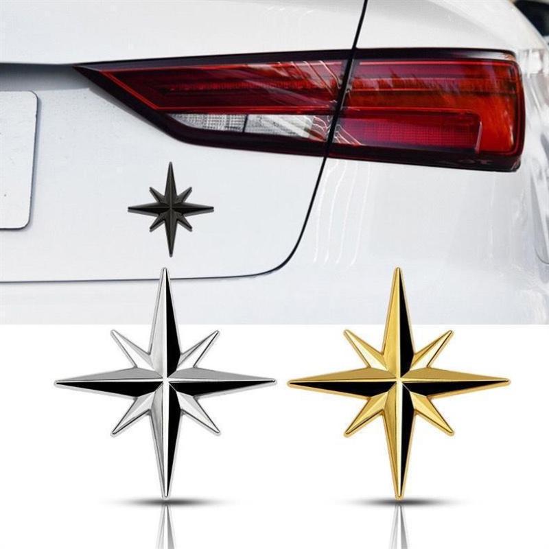1Pcs Car Badge Emblem Sticker 3D Metal Car Decoration Metal Guide Star Adhesive For Universal Cars Moto Bike Car Styling