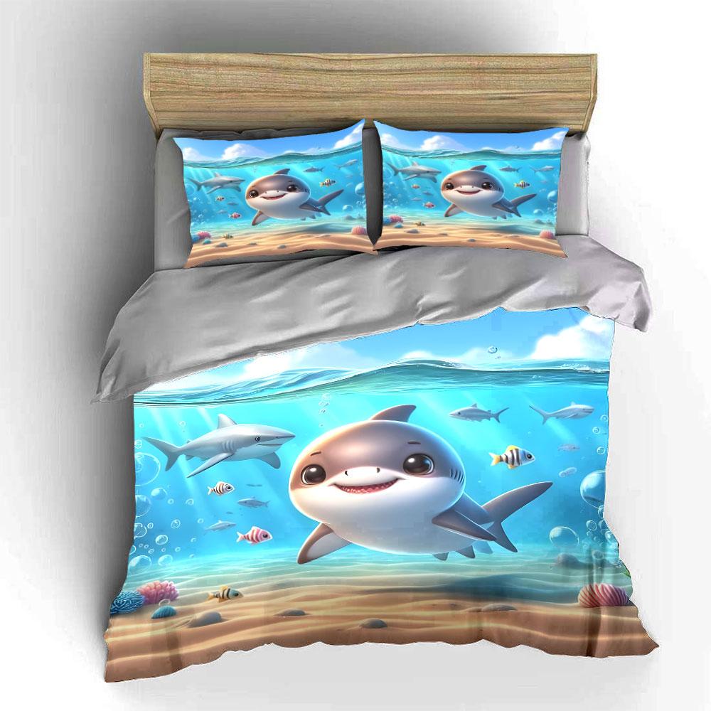 Smiling ocean friends splash. Bedding sets Duvet covers Pillowcases(1* Duvet Cover 2* Pillowcases without duvet insert)