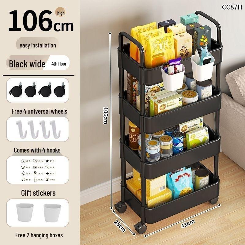 Mehrschichtiges Lagerregal mit Rollen für Küche, Wohnheim und Badezimmer