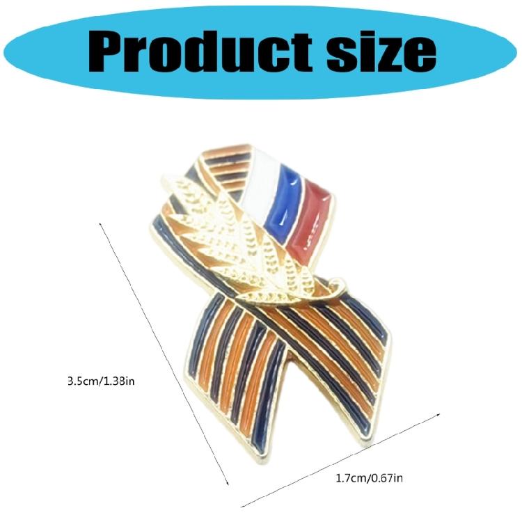 2 Piece Vintage Zinc Brooch Unique Charm Ribbon Ear of Wheat Russian Flag Corsage For Office Event Social Gatherings