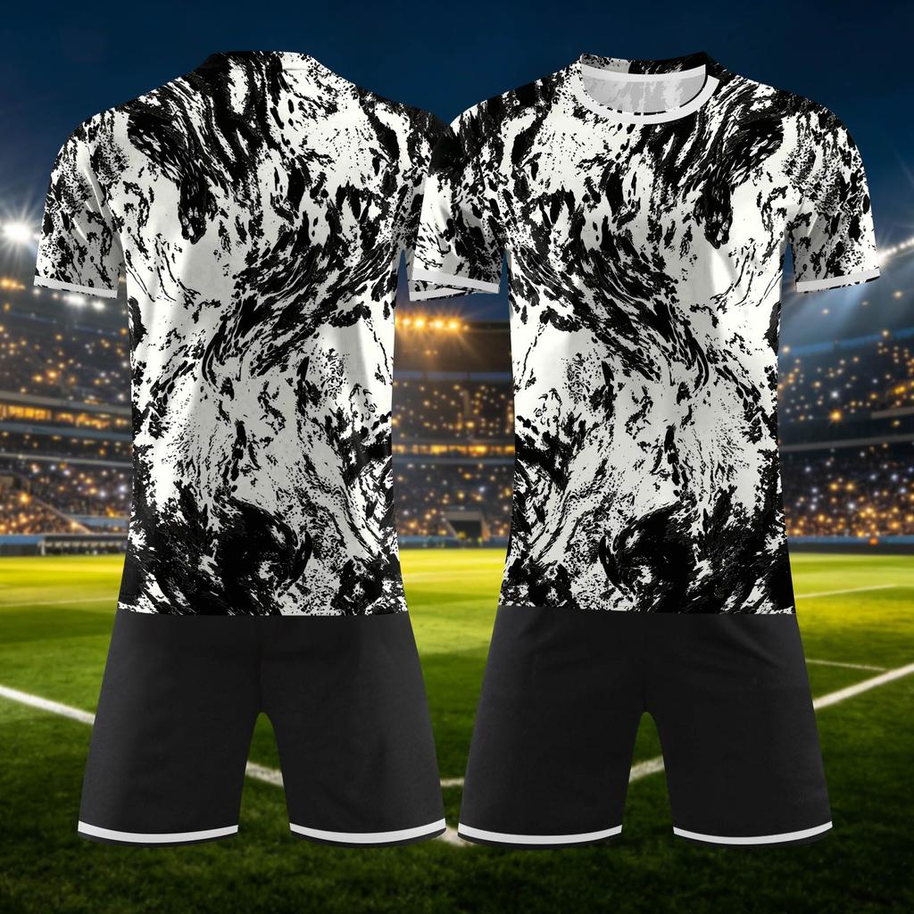 Customizable Two Piece Sports Jersey Set with Short Sleeve Top and Shorts for Team DIY Personalization Soccer Basketball Uniform