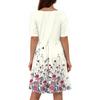 Fashion Women Summer Vintage Floral Dress Elegant Short Sleeve Midi Dress