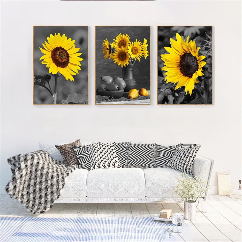 Sunflower Wall Painting Black and White Posters Living Room Decoration Canvas Art Hd Print Vintage Picture Home Decor Cuadros