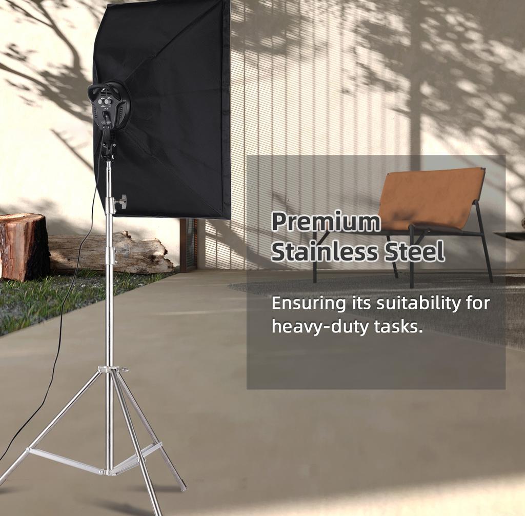 2M 79in Adjustable Metal Tripod Light Stand with 1 4in Screw Stainless Steel 2 Sections Adjustable 3kg 6.6lbs Load