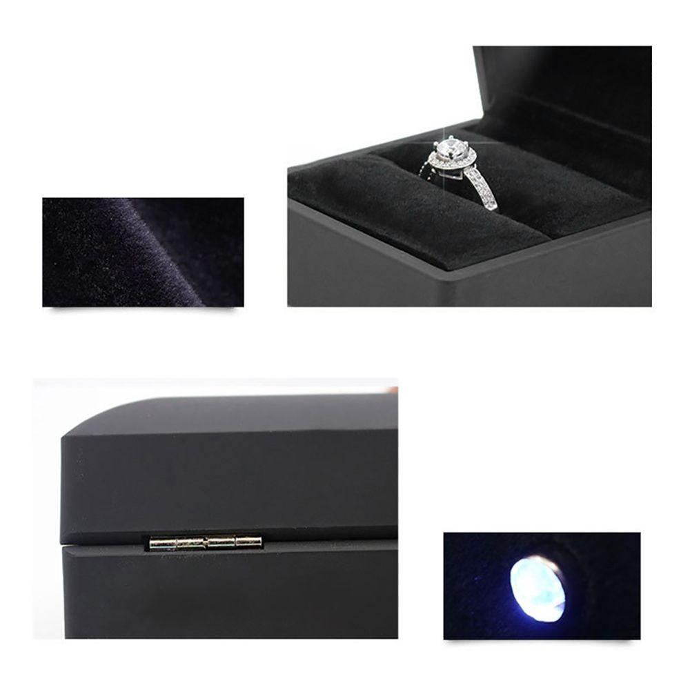 Red Square Ring Storage Ring Displays Case Jewelry Display LED Lighted Jewelry Box Gift Packaging