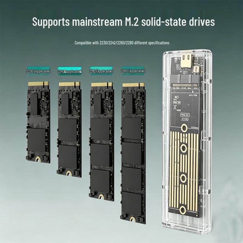 Transparent NVMe M.2 SSD Enclosure, 10Gbps Laptop Mobile Box