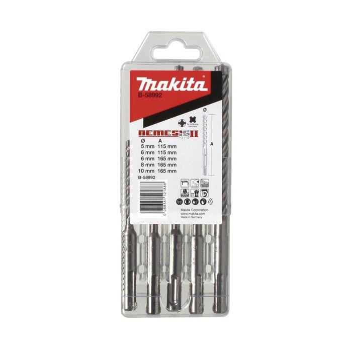 Coffret forets à béton sds-plus - makita - nemesis ii - 5 pièces - tct 4 taillants - ø 5/6/8/10 mm