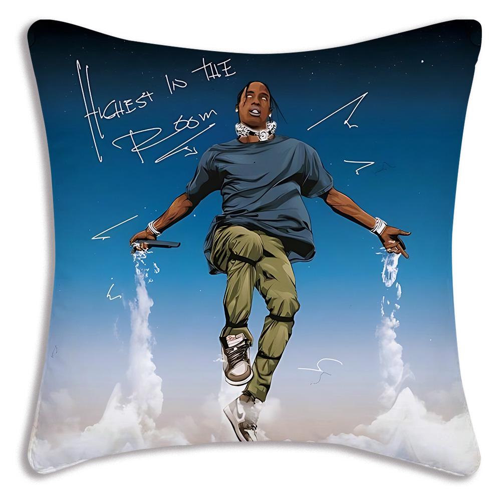 Fashion singer T-Travis Scotts Pillow Covers Cartoon Sofa Decorative Home Double-sided Printing Short Plush Cute Cushion Cover