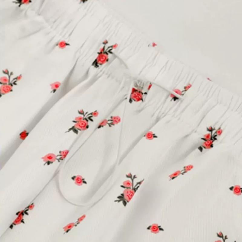 Weiße, geblümte, lockere Yamamoto-Hose für Damen, Sommer, dünne, hohe Taille, gerade, Freizeithose, Joker, schlanke Sporthose mit weitem Bein, Streetwear