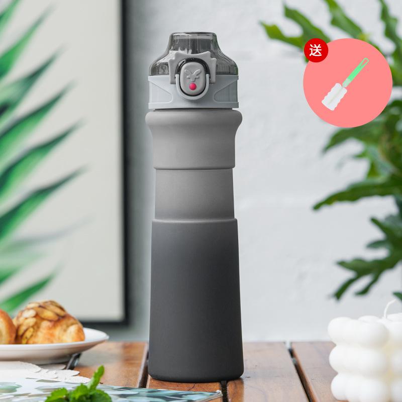Water bottle high value gradual change small waist plastic cup convenient handle direct drinking cup one-click elastic cover outdoor water cup