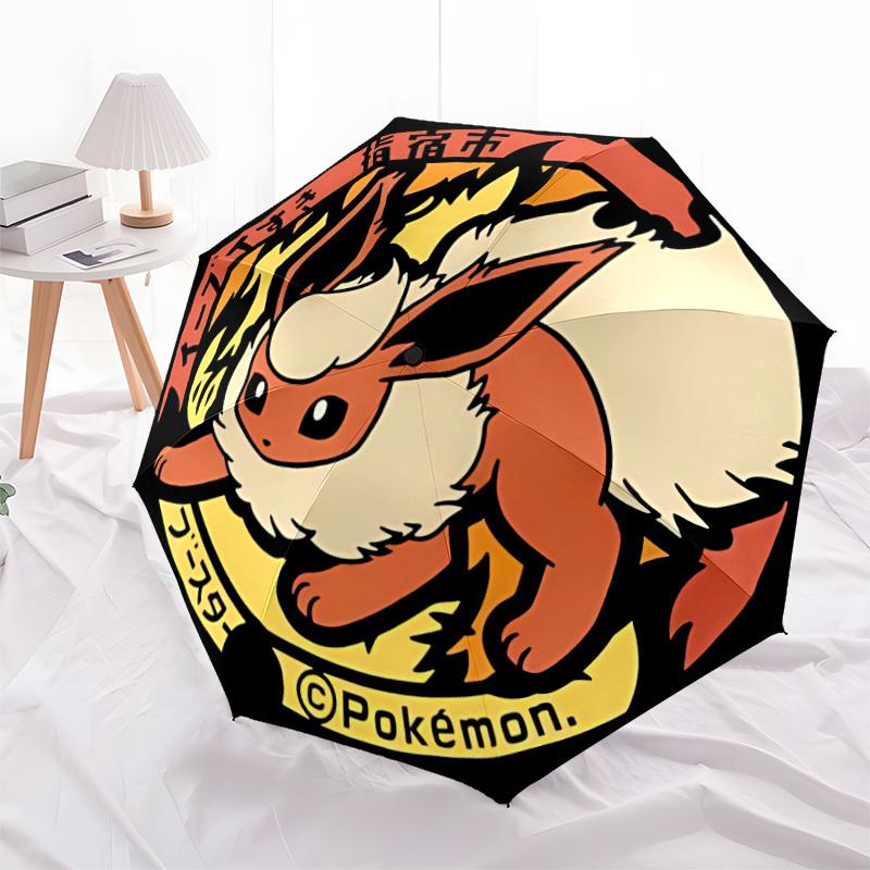 Pokemon Eevee Automatic Folding Umbrella with Sturdy Iron Frame, Portable Compact Travel Umbrella All-Season Use Parties019