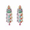 Luxury Waterfall‑style Multicolour Teardrop Zirconia Long Dangle Earring Micro‑Paved Tassel Silver‑Pin Earrings Fashion Party Ac