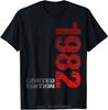 Vintage Born 1982 Retro Birthday Gifts T-Shirt Birthday Gifts O-Neck Oversized Unisex Tshirt Men's Clothing Fitness Tshirt Tees
