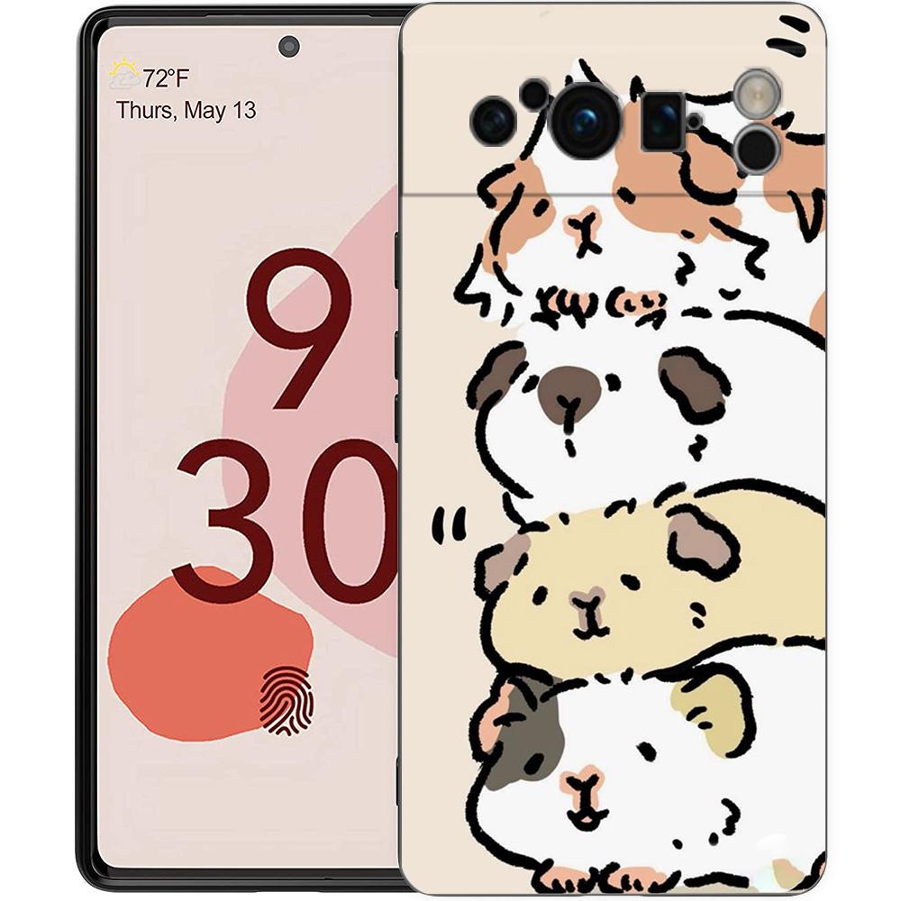 

Animal Guinea Pig Cavy Cute Phone Case For Google Pixel 9 8 7 6 Pro XL 8A 6A 7A 5G Soft Shockproof TPU Black Cover Google Pixel 9