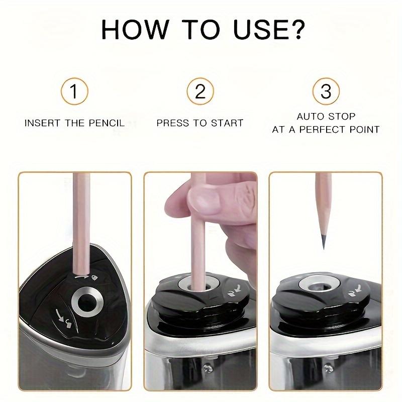 1pc Stylish Black Electric Pencil Sharpener with Auto-Stop & Auto-Exclude Broken Leads - Fast & Efficient Sharpening, Durable PP Construction
