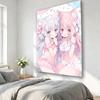 Cute Pink 2D Galgame Tapestry  Wall Hanging for Bedroom Dorm 2D Character Anime Home Decor