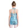 Tuta senza maniche per bambina con paillettes all-over e stile pagliaccetto corto per occasioni speciali