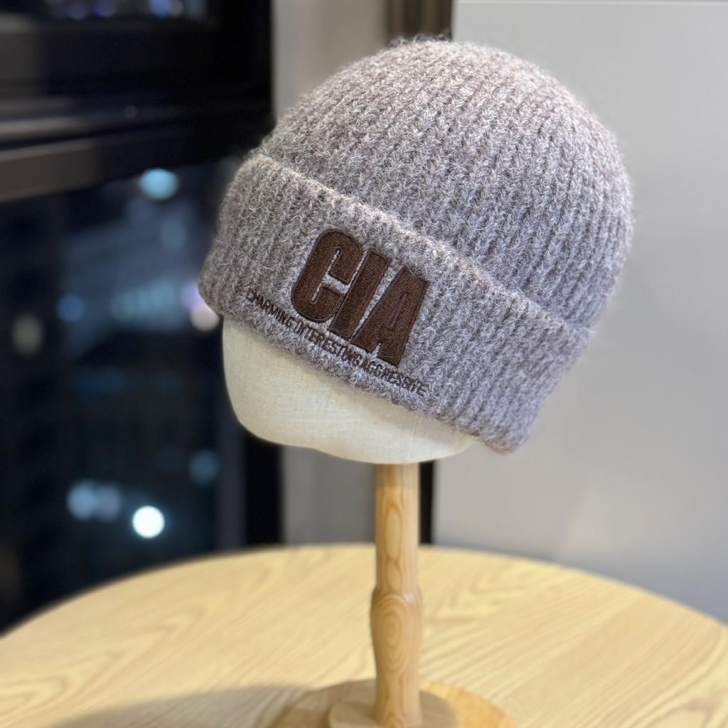 Korean Style Letter Embroidery Warm Woolen Hat for Women Winter Casual All Match Knitted Hat Showing Face Small Ear Protection Cold Hat Trendy