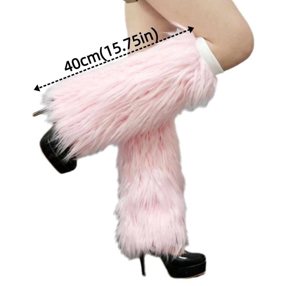 Scaldamuscoli Pelliccia Sintetica Pelosi Stile Harajuku Stile Giapponese Calzini Lunghi a Tubo 40cm Colore Unico Dolci Calzettoni Al Ginocchio Calzini per Ragazze Donna