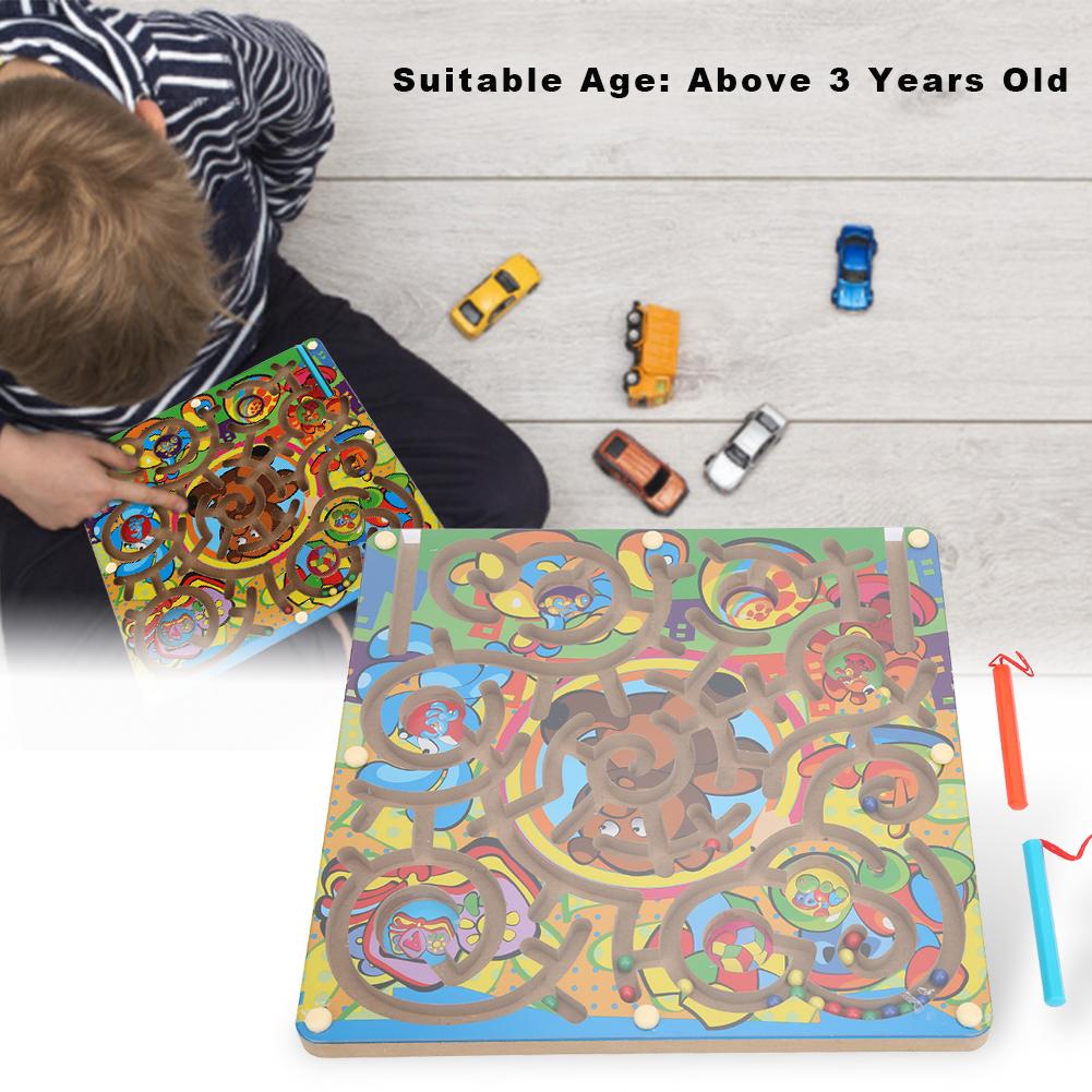 Magnetic Maze Game Puzzle Board Games Children Kid Toddler Educational Wooden Toy