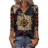 Women's 3/4 Sleeve Shirts V Neck Print Tops Casual Tops Basic Tees Blouse Loose Tops