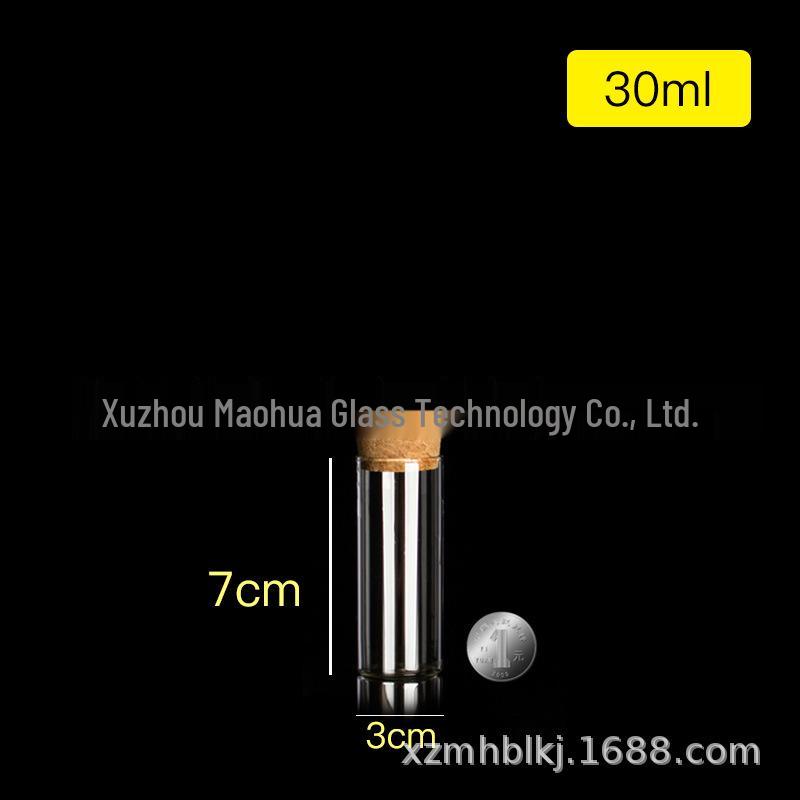 30mm Straight Neck Corked Glass Vial Bottle for Candy & Dispensing