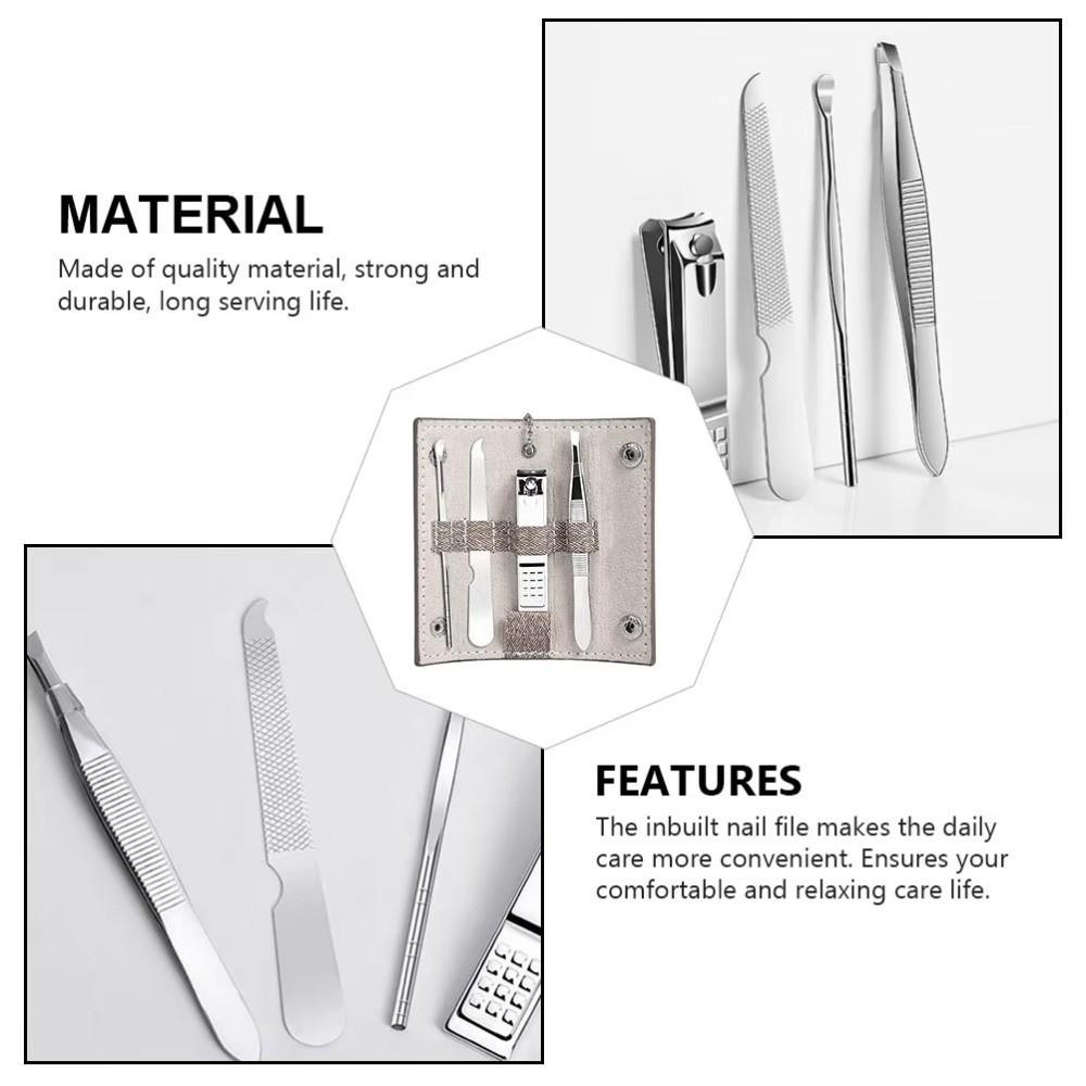 4 in 1 Nail Clipper Kit Stainless Steel Eyebrow Trimming Tool Portable Manicure Tools Set