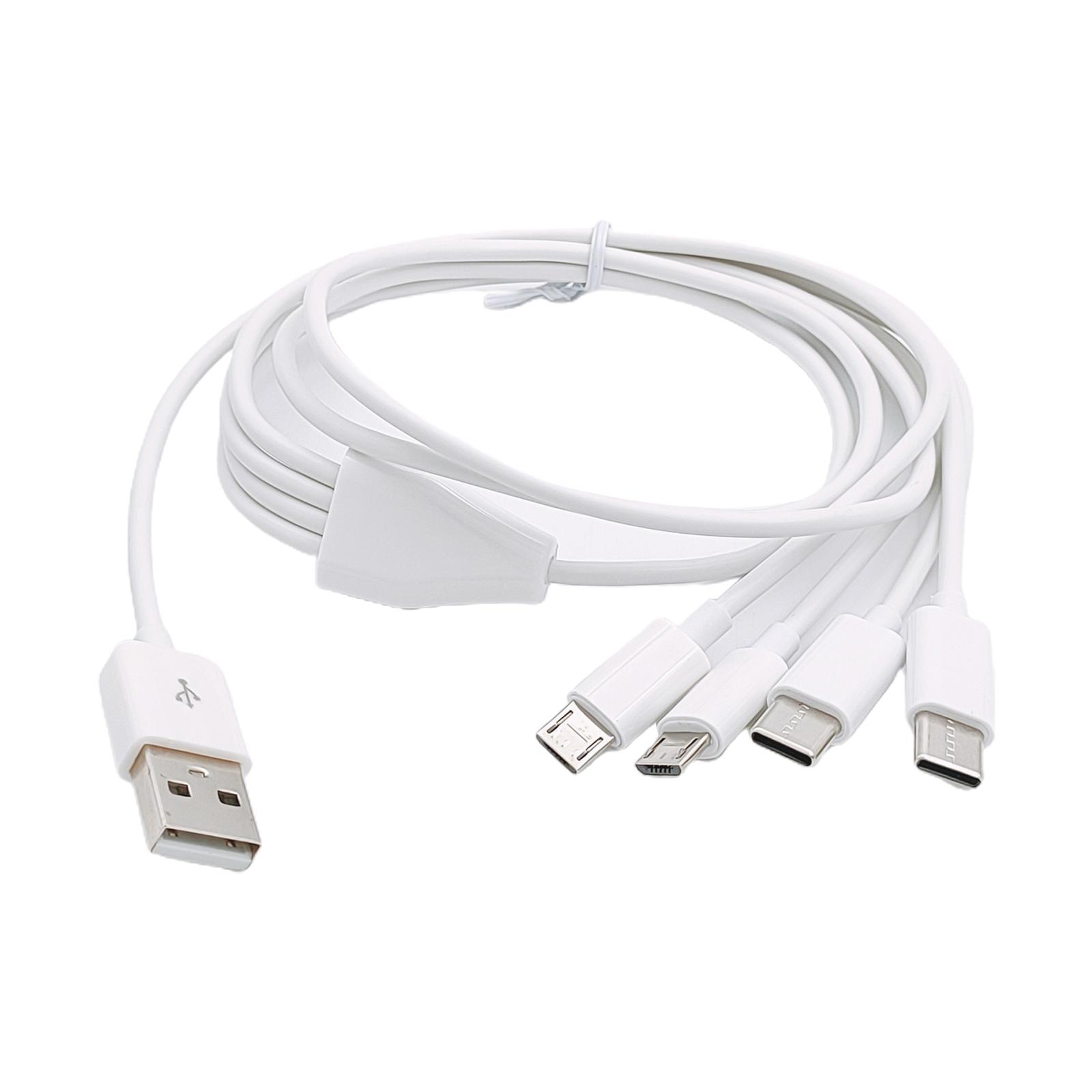 

Multi Charging Cable Multiple Charger Cord USB to Type-C/Micro USB Power Cord Portable Power Cord 100cm/39.37in білий