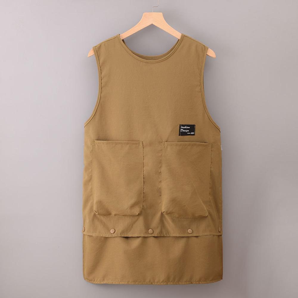 Solid Color Work Clothes Sleeveless Workwear Creative Baking Cooking Aprons  Housework